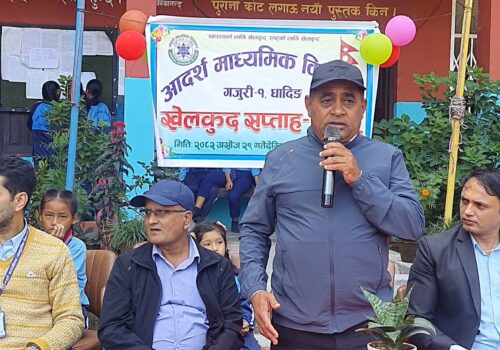 आदर्श माध्यमिक विद्यालय गजुरीमा खेल सप्ताह शुभारम्भ